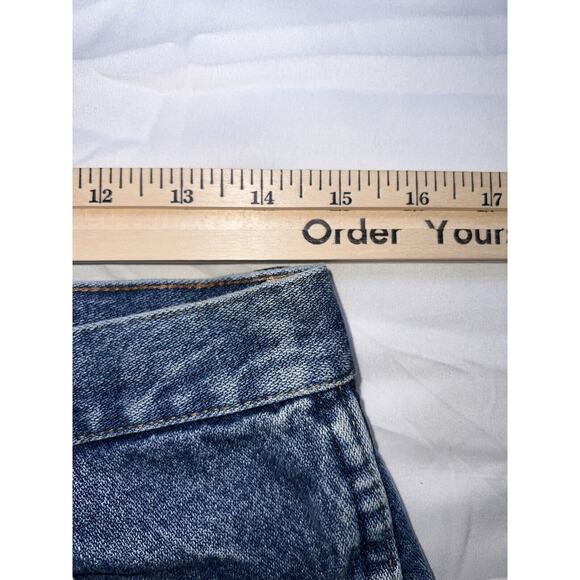 Wrangler Cut Off Jean Shorts Size 31x3 High Rise Blue Denim Raw Hem Western VTG - Picture 8 of 12